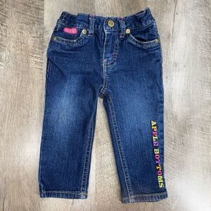Vintage Apple Bottoms Jeans Baby Girls 3-6M Denim Blue Spell Out Logo Y2K 90s